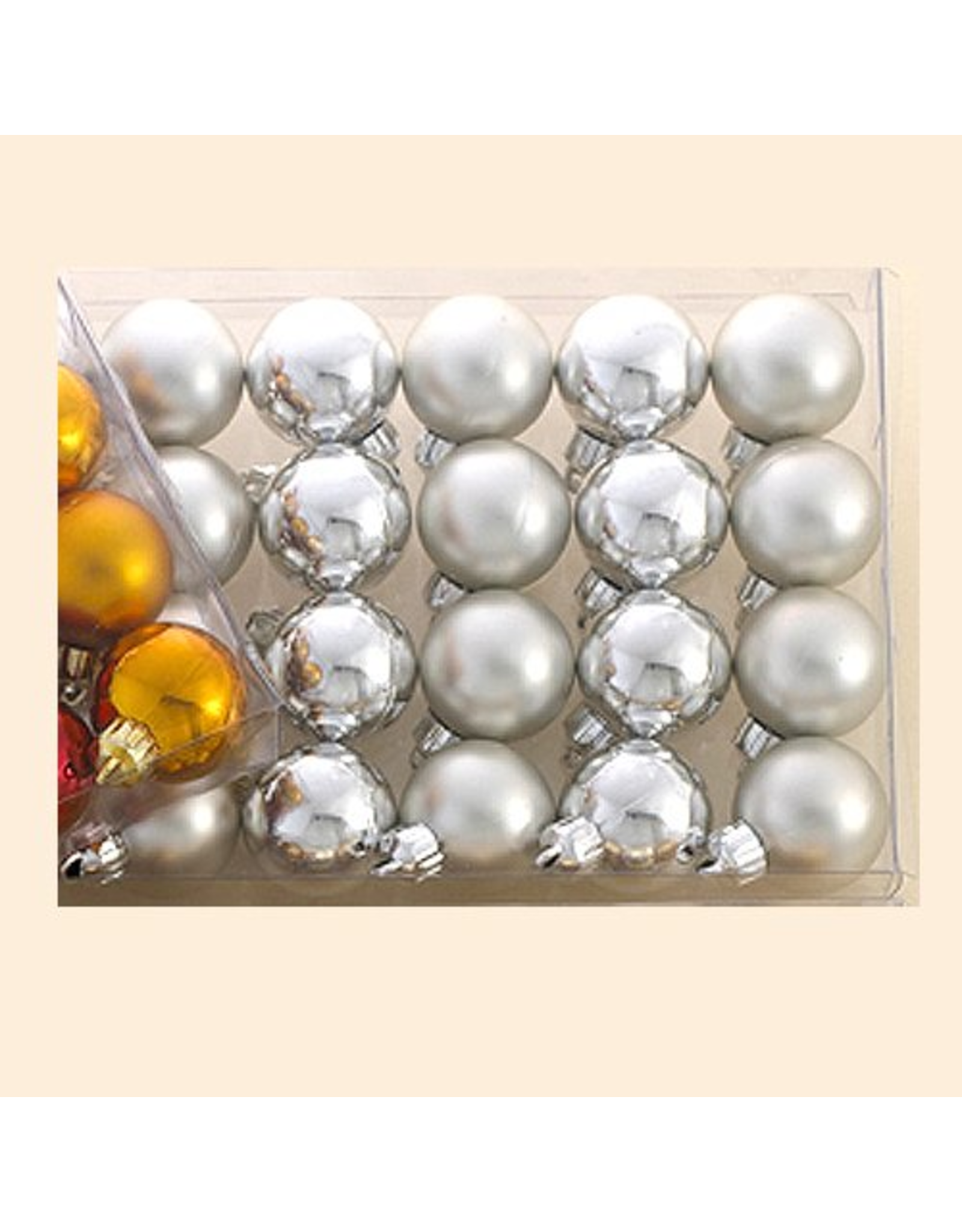 Kurt Adler Miniature Shatterproof Ball Ornaments 24pc 30MM Silver