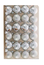 Kurt Adler Miniature Shatterproof Ball Ornaments 24pc 30MM Silver