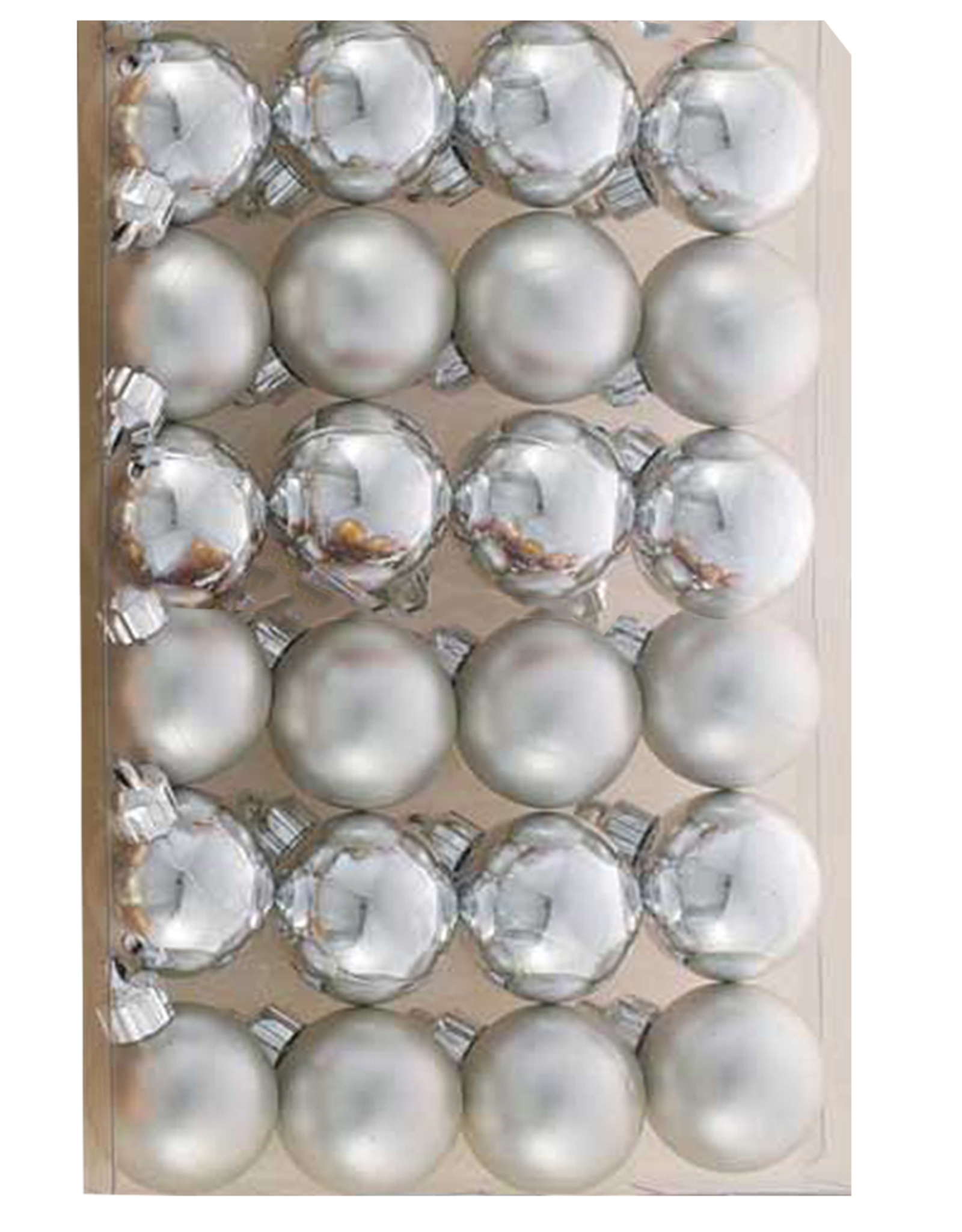 Kurt Adler Miniature Shatterproof Ball Ornaments 24pc 30MM Silver