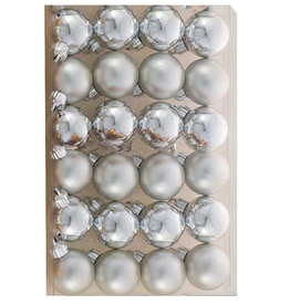 Kurt Adler Miniature Shatterproof Ball Ornaments 24pc 30MM Silver