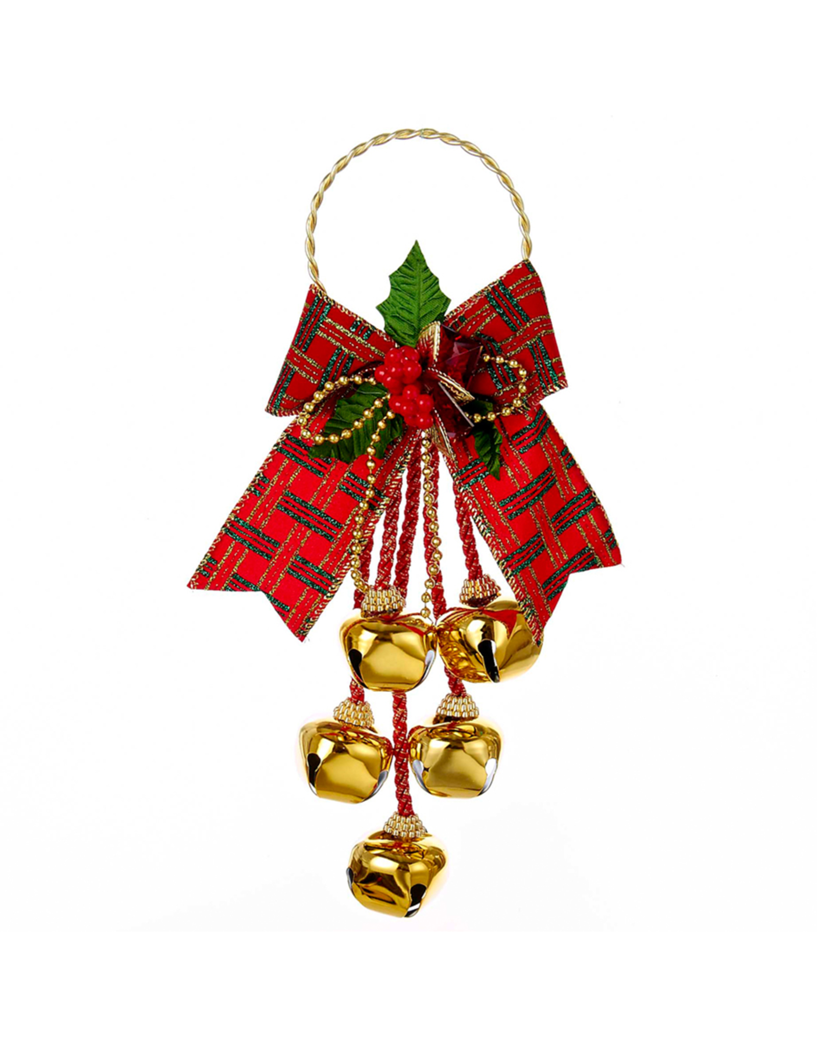 Kurt Adler Gold Jingle Bell w Bow Door Hanger Door Decoration