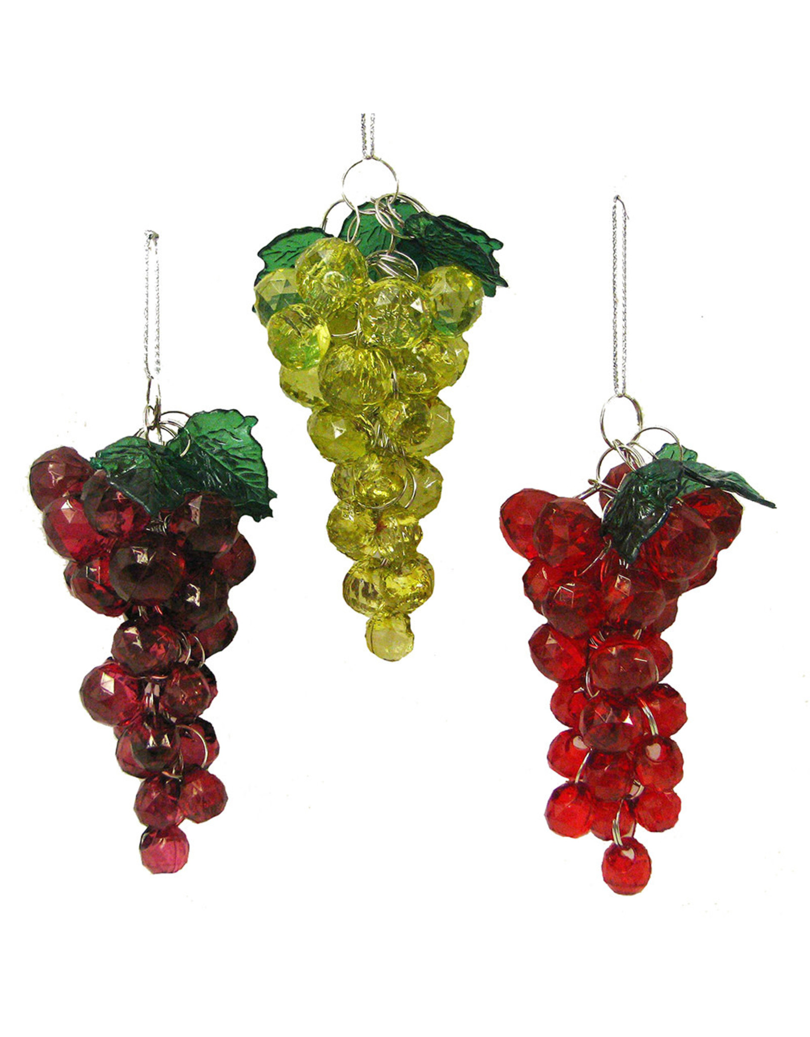 Kurt Adler Beaded Grape Ornaments 3 Assorted