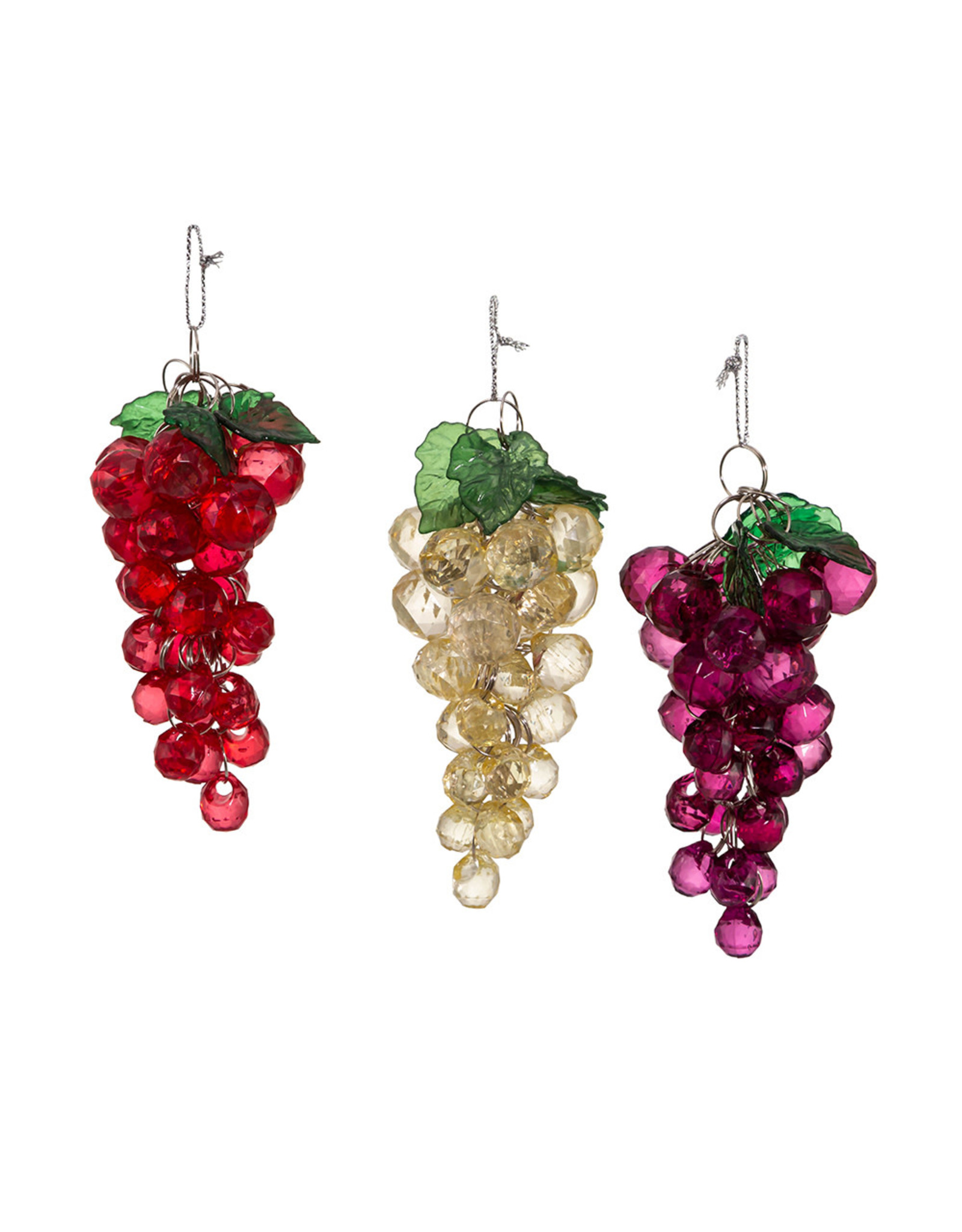 Kurt Adler Beaded Grape Ornaments 3 Assorted