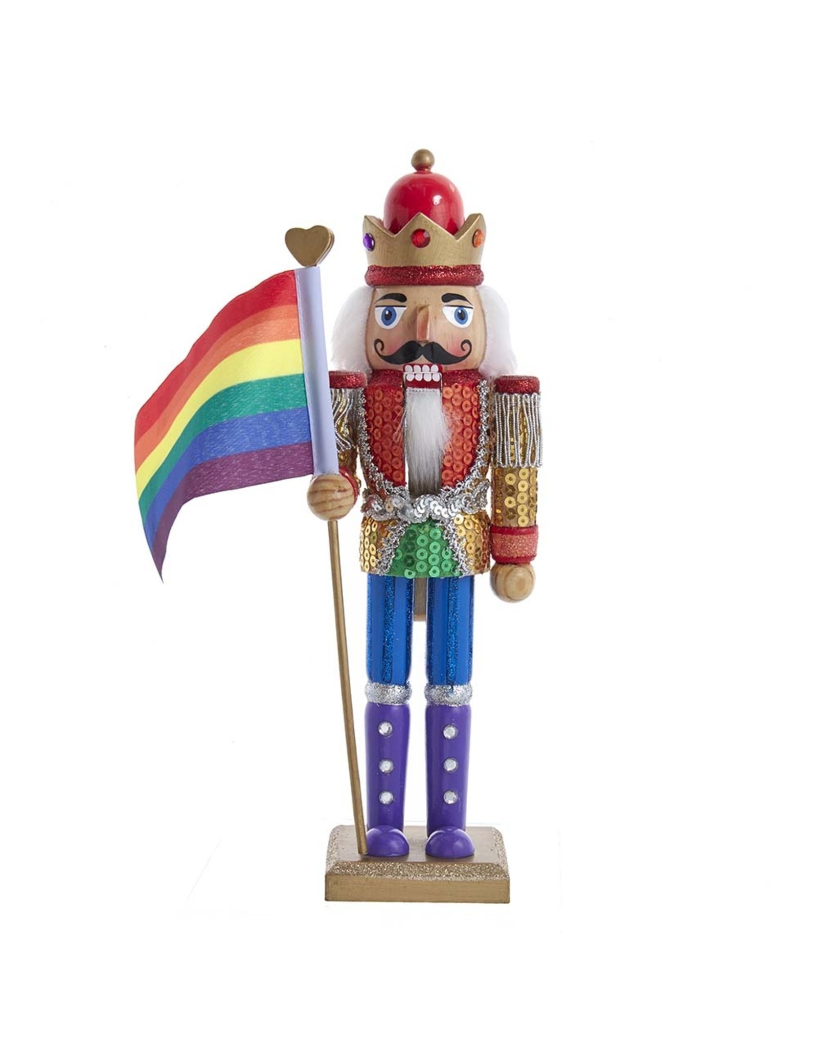 Kurt Adler Gay Pride Nutcracker Holding Pride Flag
