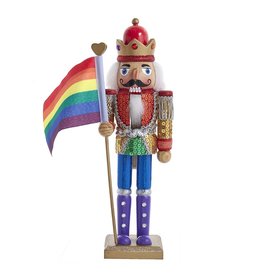 Kurt Adler Gay Pride Nutcracker Holding Pride Flag