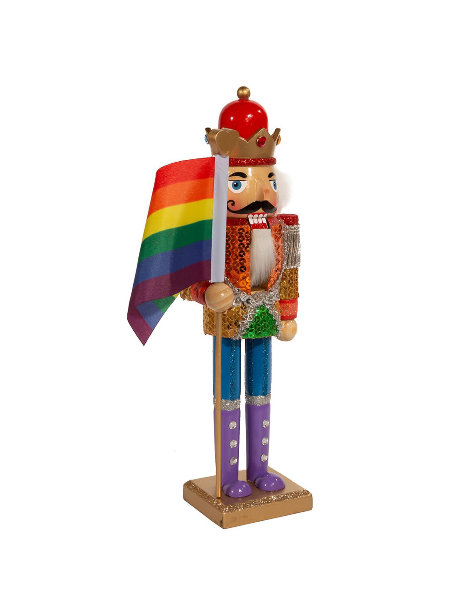 Kurt Adler Gay Pride Nutcracker Holding Pride Flag