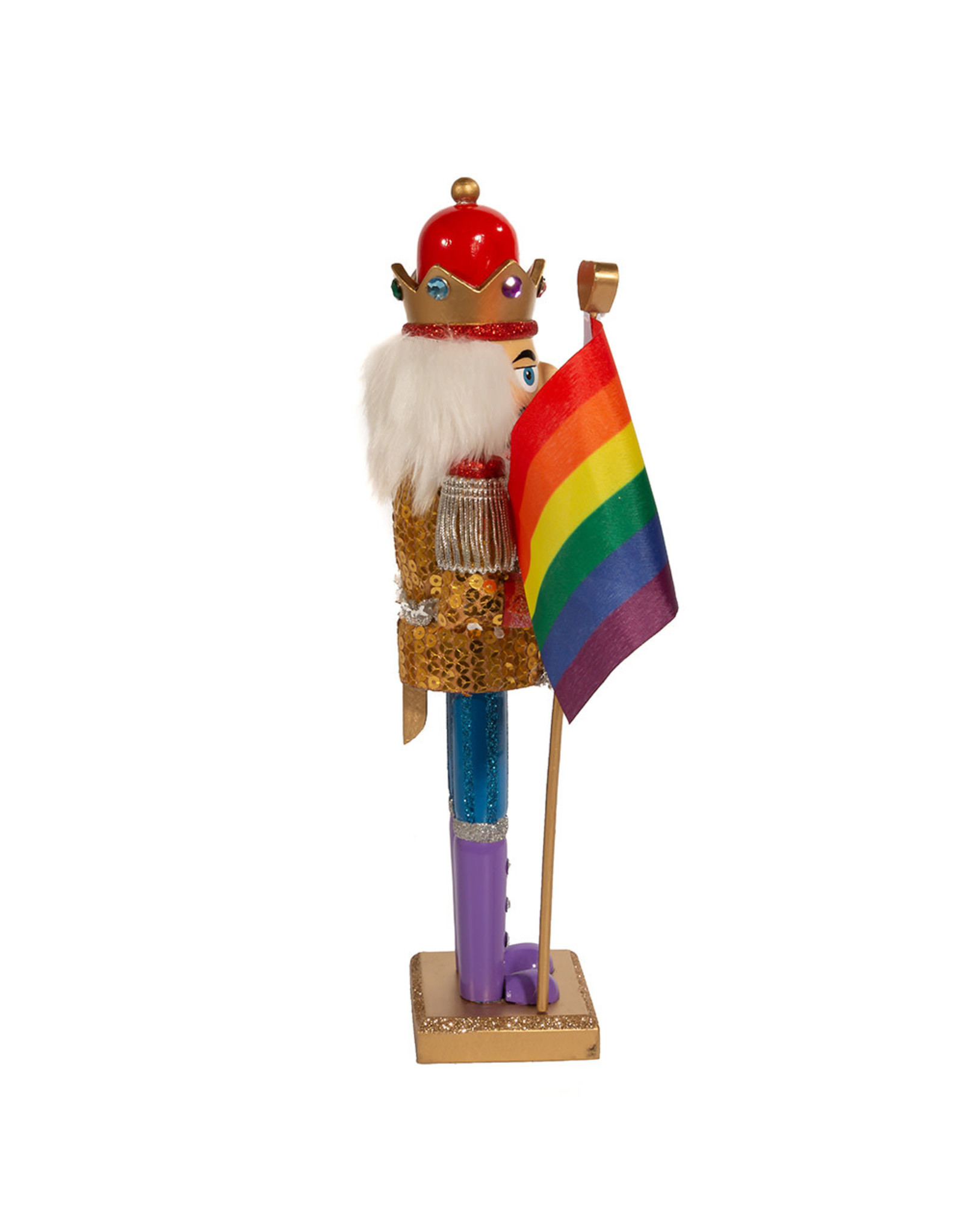 Kurt Adler Gay Pride Nutcracker Holding Pride Flag