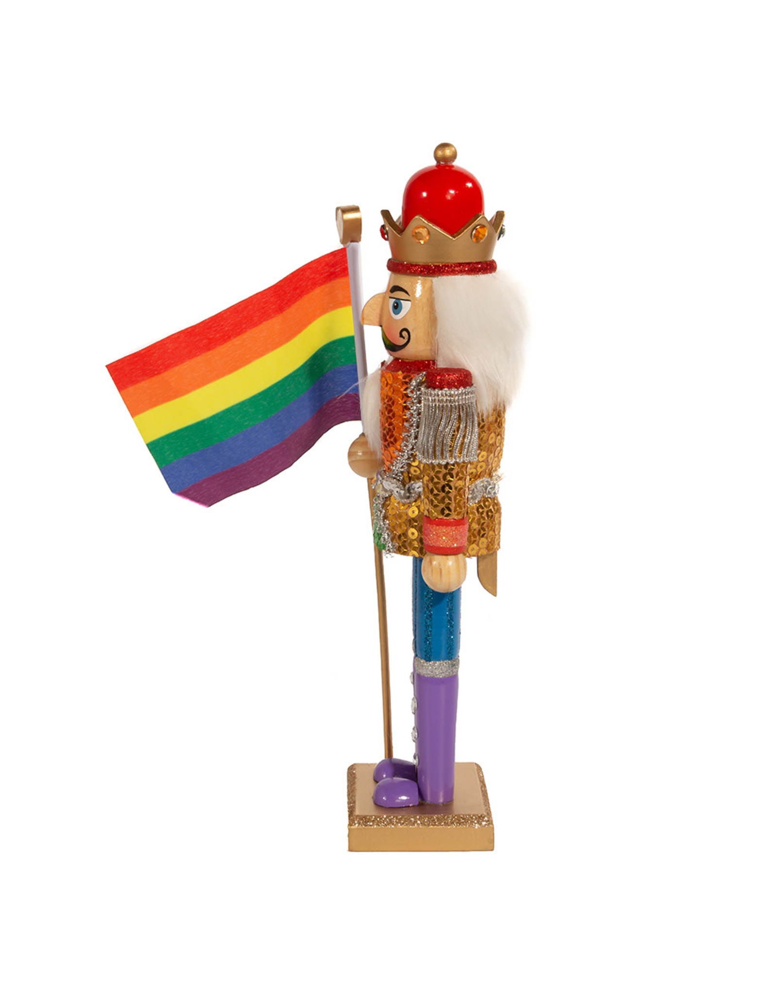Kurt Adler Gay Pride Nutcracker Holding Pride Flag