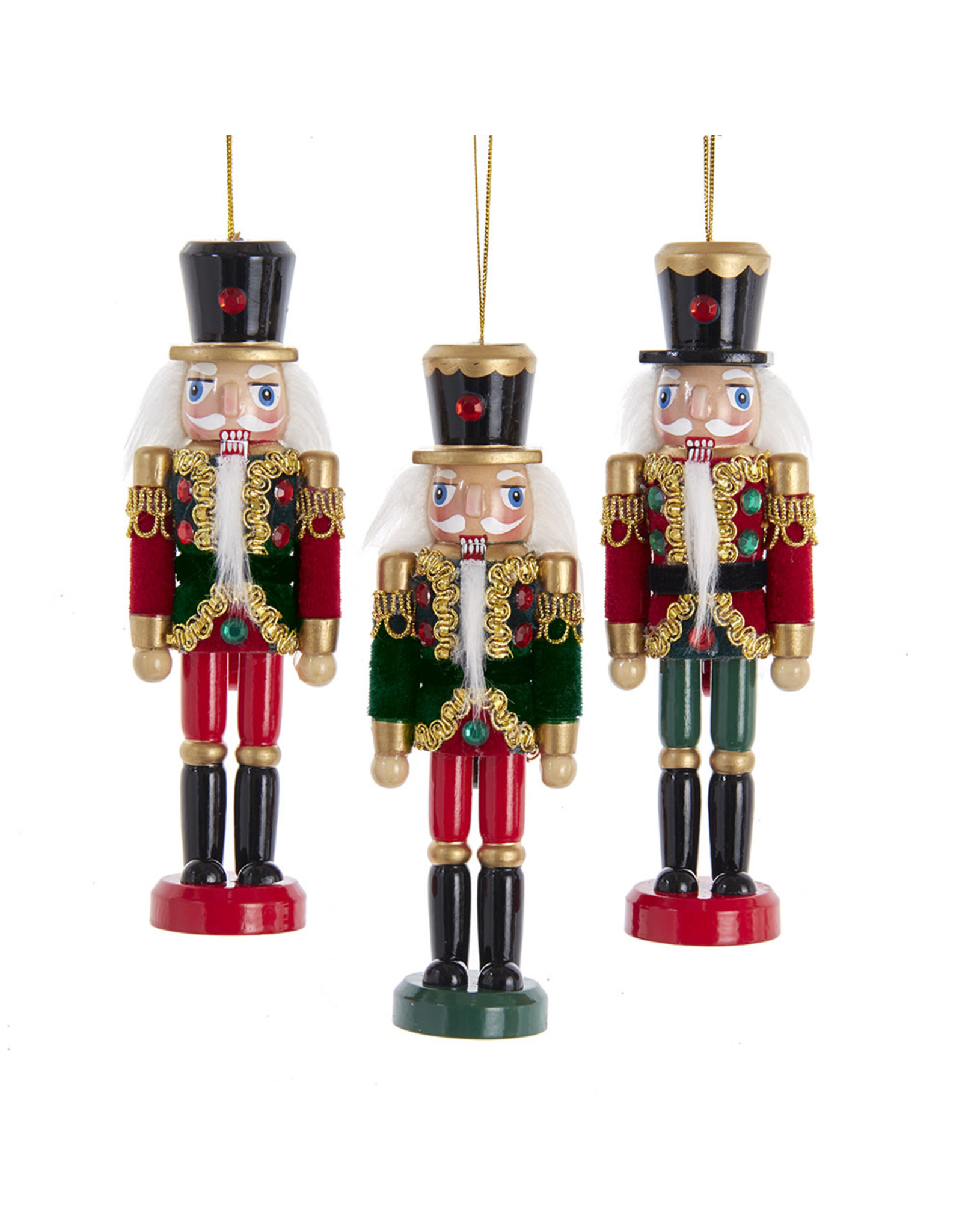 Kurt Adler Green Red Soldier Nutcracker Ornaments 6 Inch 3 Assorted