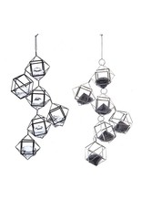 Kurt Adler Silver And Black Drops With Gems Ornaments, 2 Assorted