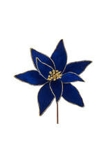 Kurt Adler Poinsettia Picks Royal Blue And Gold 14 Inch Poinsettia