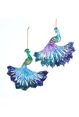 Kurt Adler Glitter Peacock Ornaments 2 Assorted