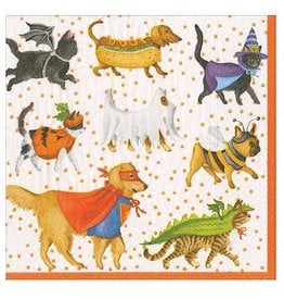 Caspari Halloween Paper Cocktail Napkins 20pk Pets In Costume