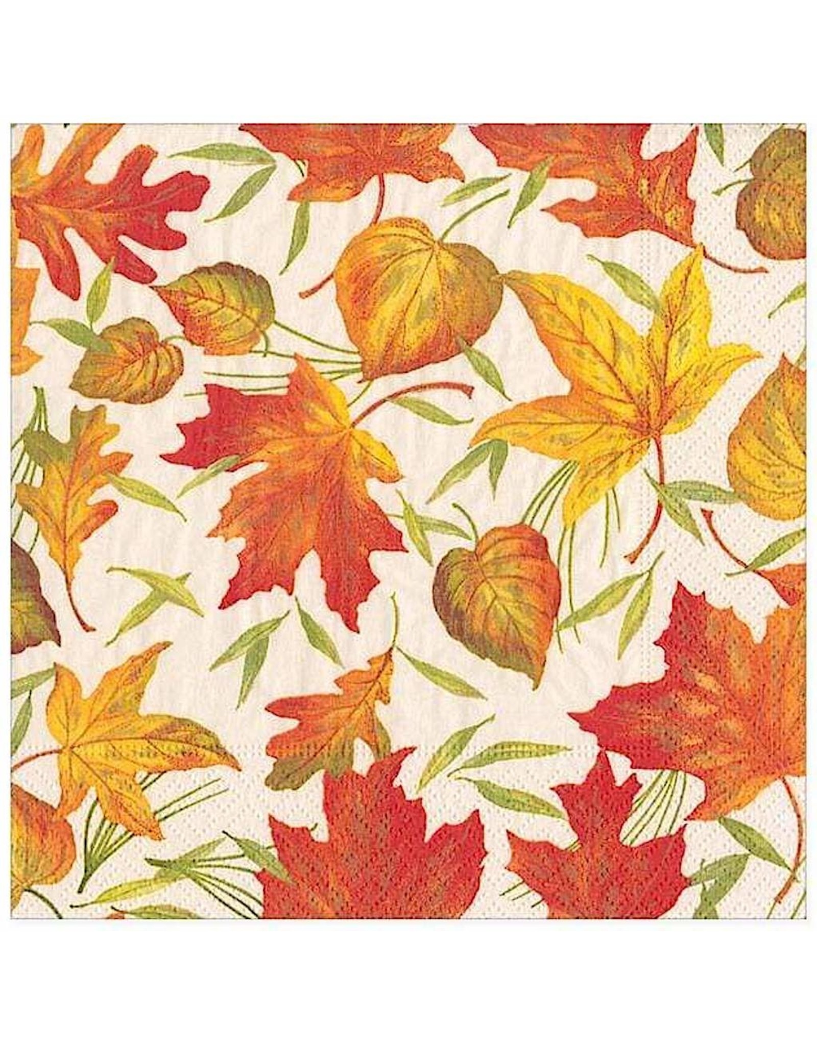 Caspari Fall Thanksgiving Paper Cocktail Napkins 20pk Woodland Leaves