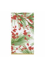 Caspari Christmas Guest Towel Napkins 15pk Berries And Pine