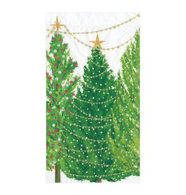Caspari Christmas Trees With Lights Guest Towel Napkins 15pk