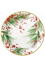 Caspari Christmas Paper Dinner Plates Round 8pk Berries And Pine
