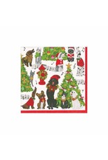 Caspari Christmas Paper Cocktail Napkins 20pk Caroling Pets