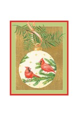 Caspari Boxed Christmas Cards 16pk Cardinal Ornament