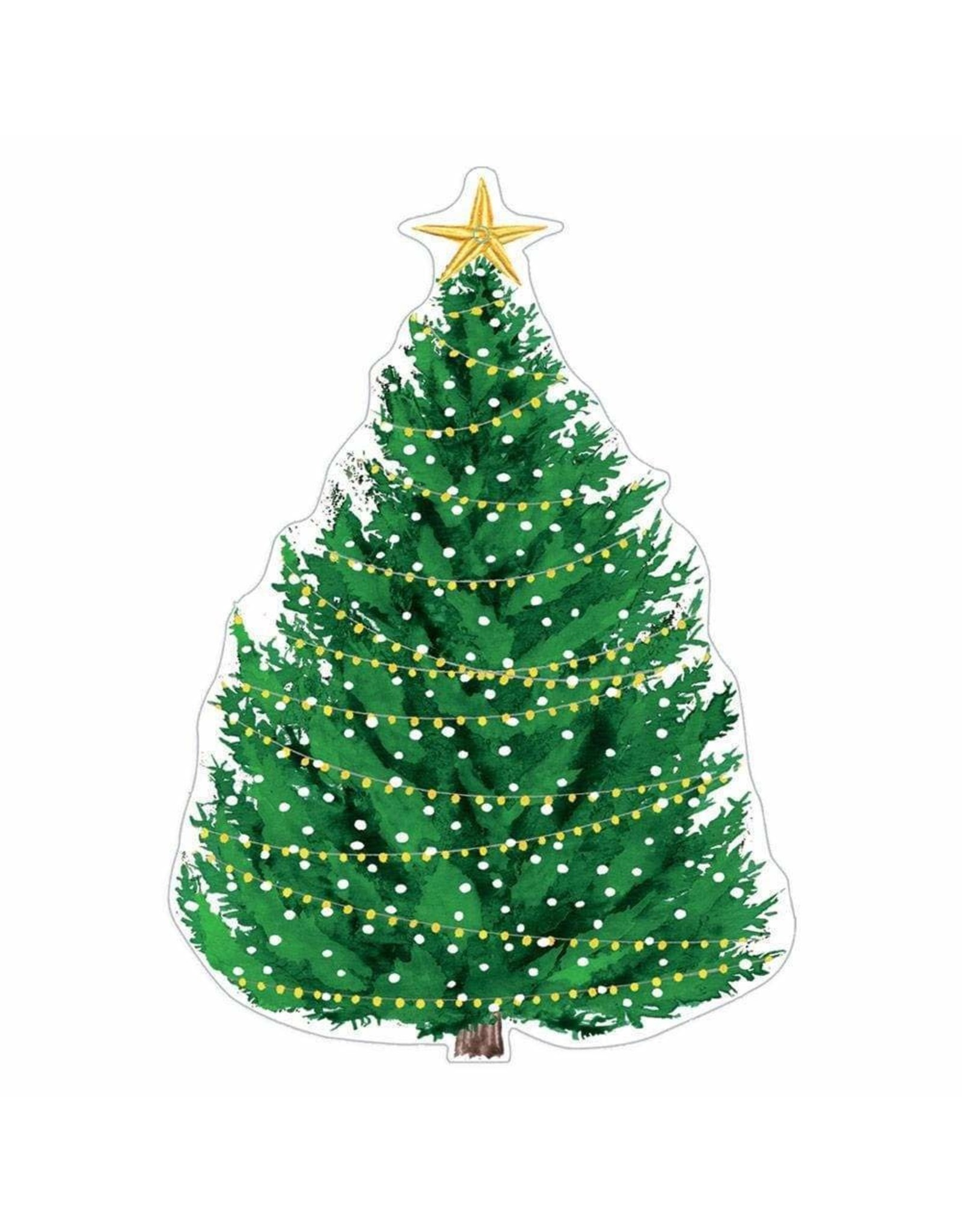 Caspari Ornament Gift Tags 4pk Die-Cut Christmas Tree W Lights