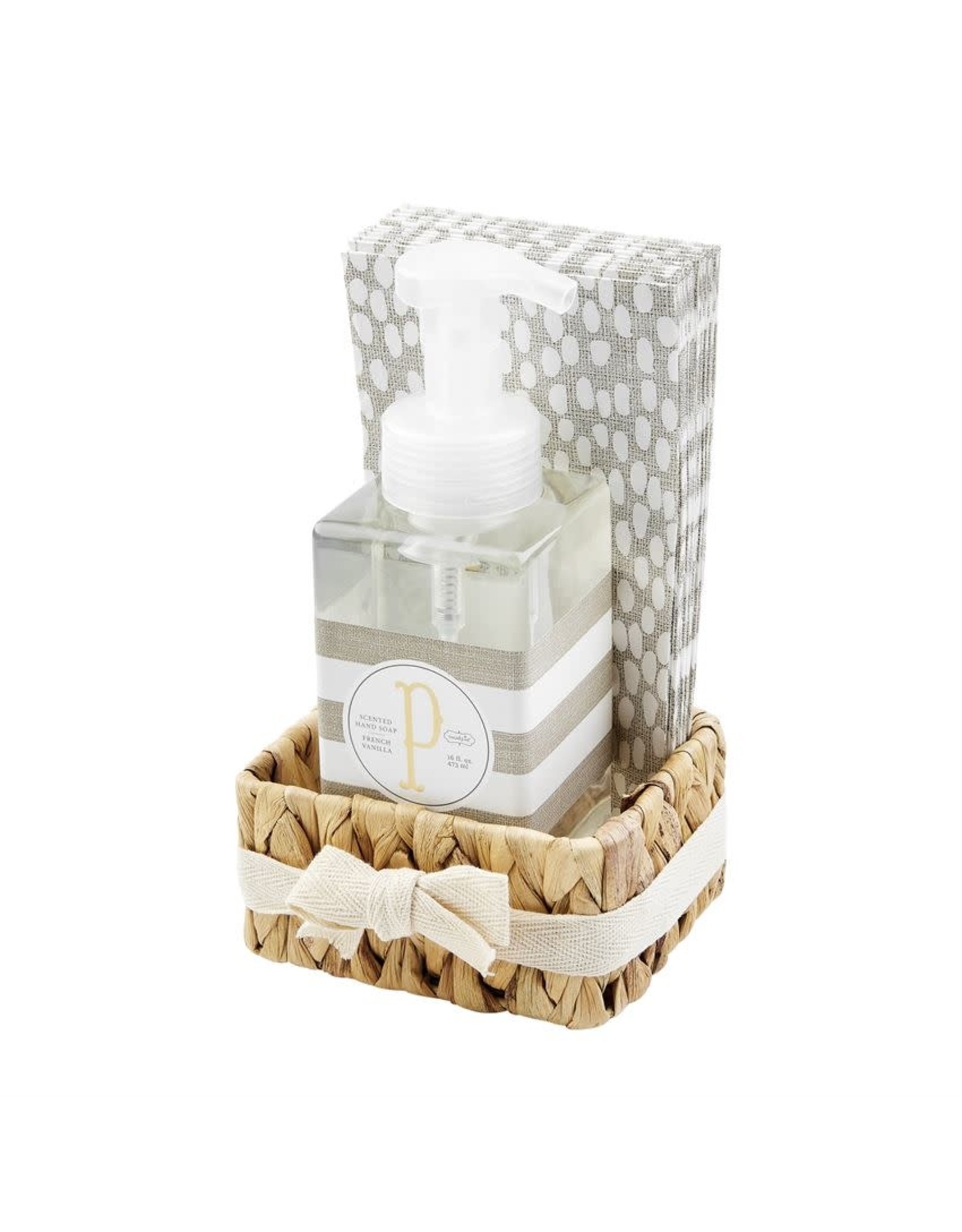 Mud Pie Initial P Hand Soap Paper Hand Towels And Basket Set