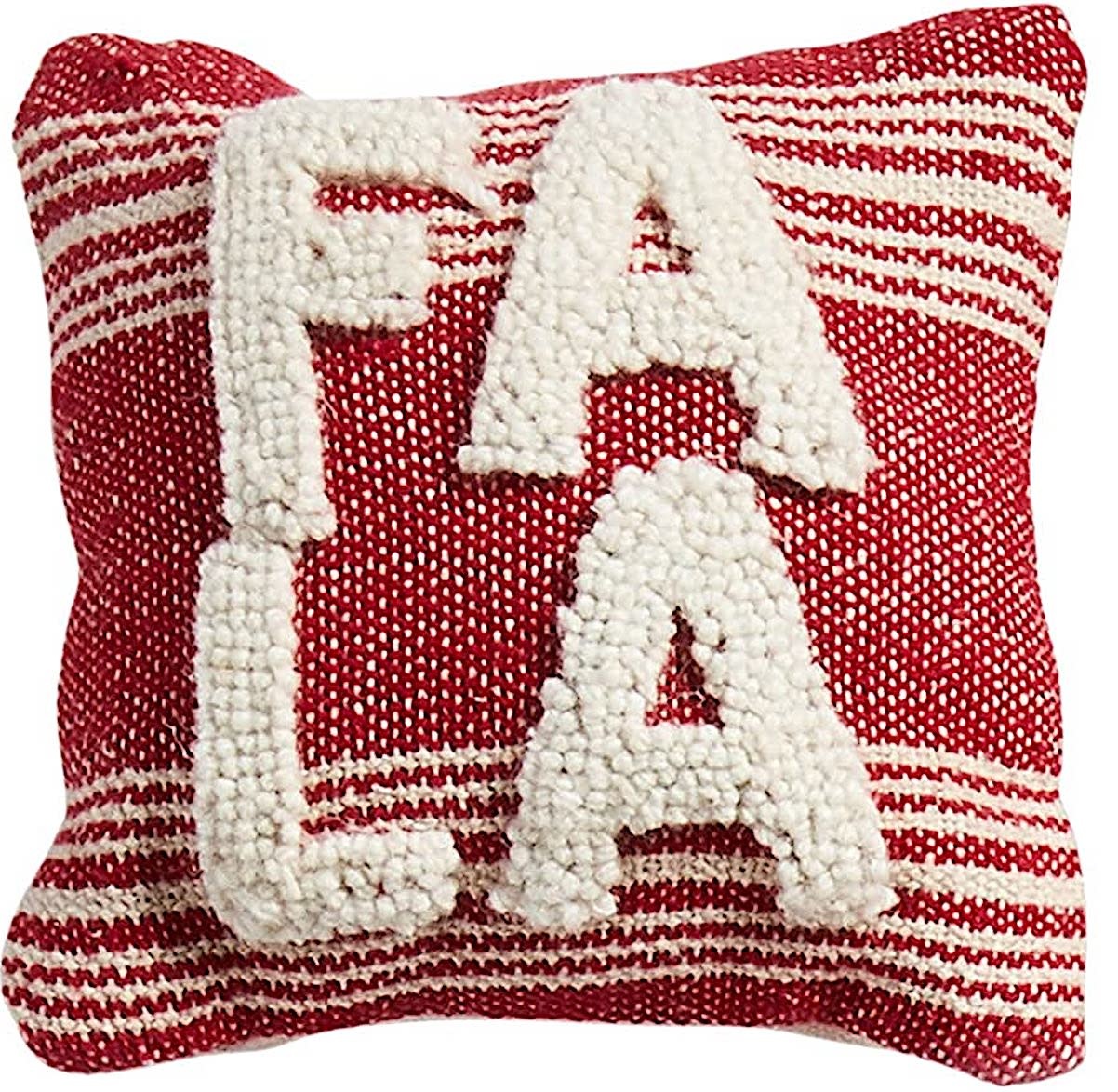 Mud Pie Mini Christmas Hooked Pillow - Naughty or Nice 8 x 8