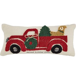 Mud Pie Hooked Christmas Pillow - Red Christmas Truck