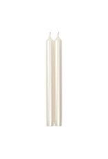 Caspari Crown Candles Tapers 10 inch 2pk Pearlescent Metallic White