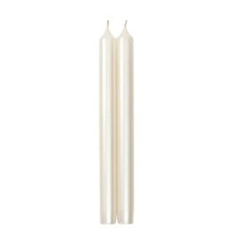 Caspari Crown Candles Tapers 10 inch 2pk Pearlescent Metallic White