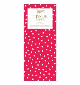 Caspari Christmas Gift Tissue Paper 4 Sheets Painted Dots On Red
