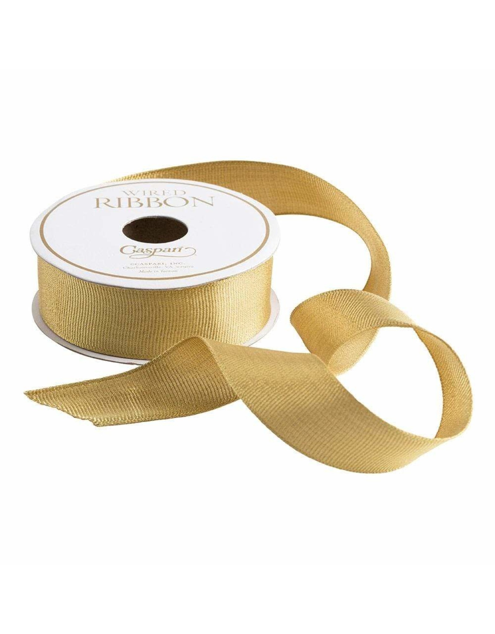 Caspari Metallic Gold Grosgrain Wired Ribbon - 6 Yard Spool