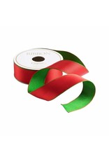 Caspari Red And Green Reversible Satin Wired Ribbon 10 Yard Spool