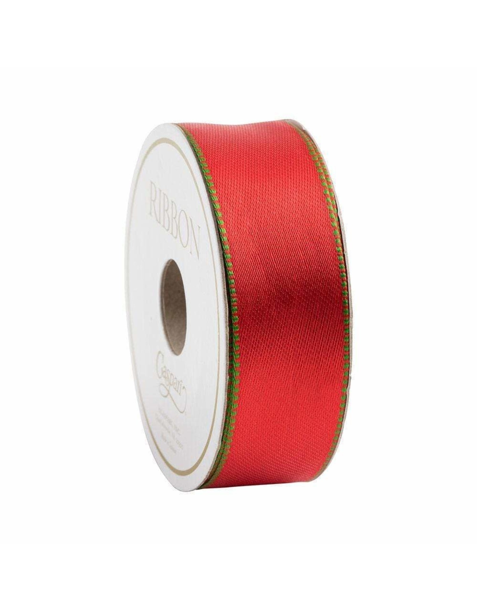Caspari Red And Green Reversible Satin Wired Ribbon 10 Yard Spool