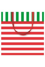 Caspari Christmas Gift Bag Small SQ 5.75x2.5D Club Stripe