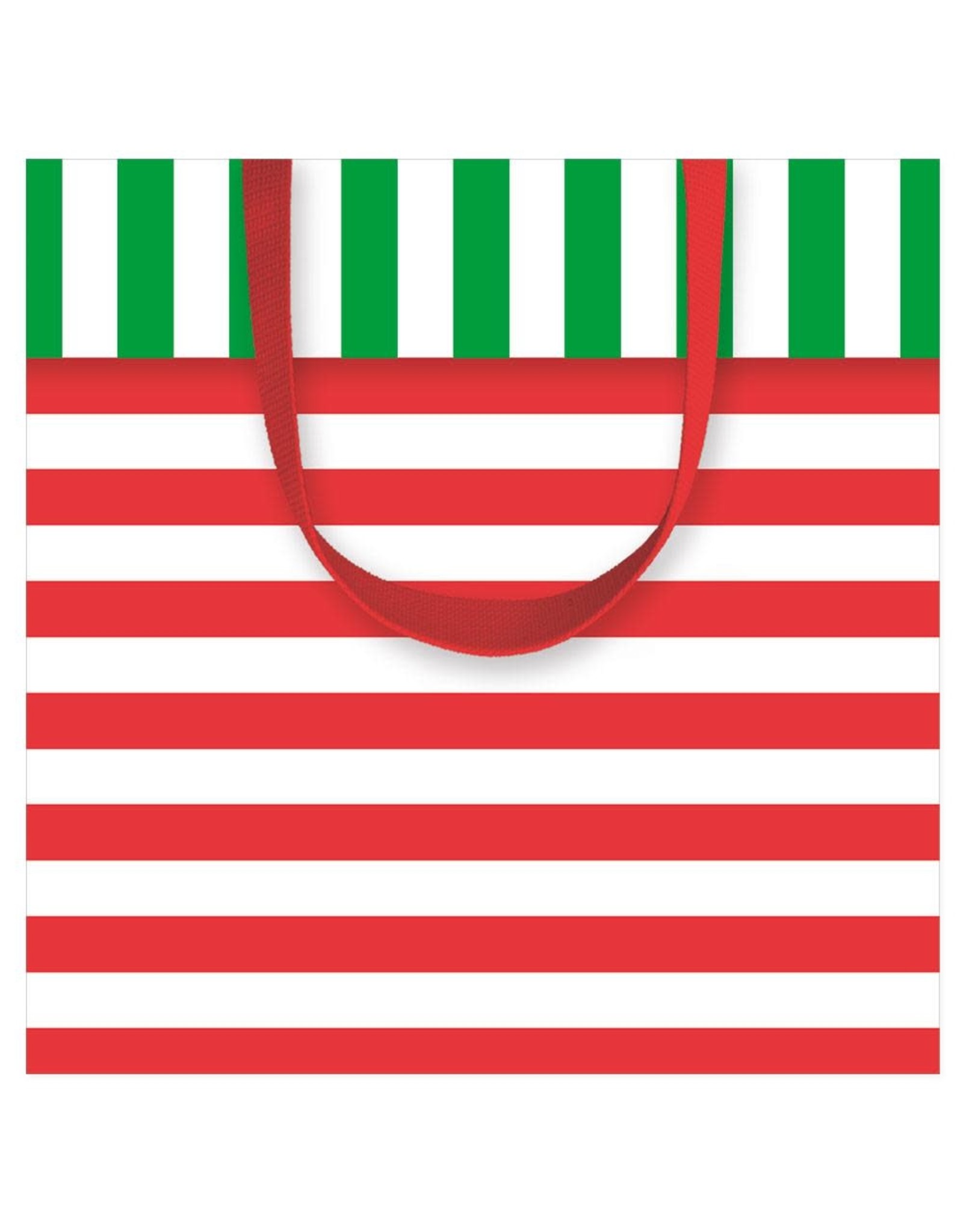 Caspari Christmas Gift Bag Small SQ 5.75x2.5D Club Stripe