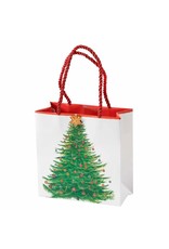 Caspari Christmas Gift Bag Small SQ 5.75x2.5D Glittering Tree