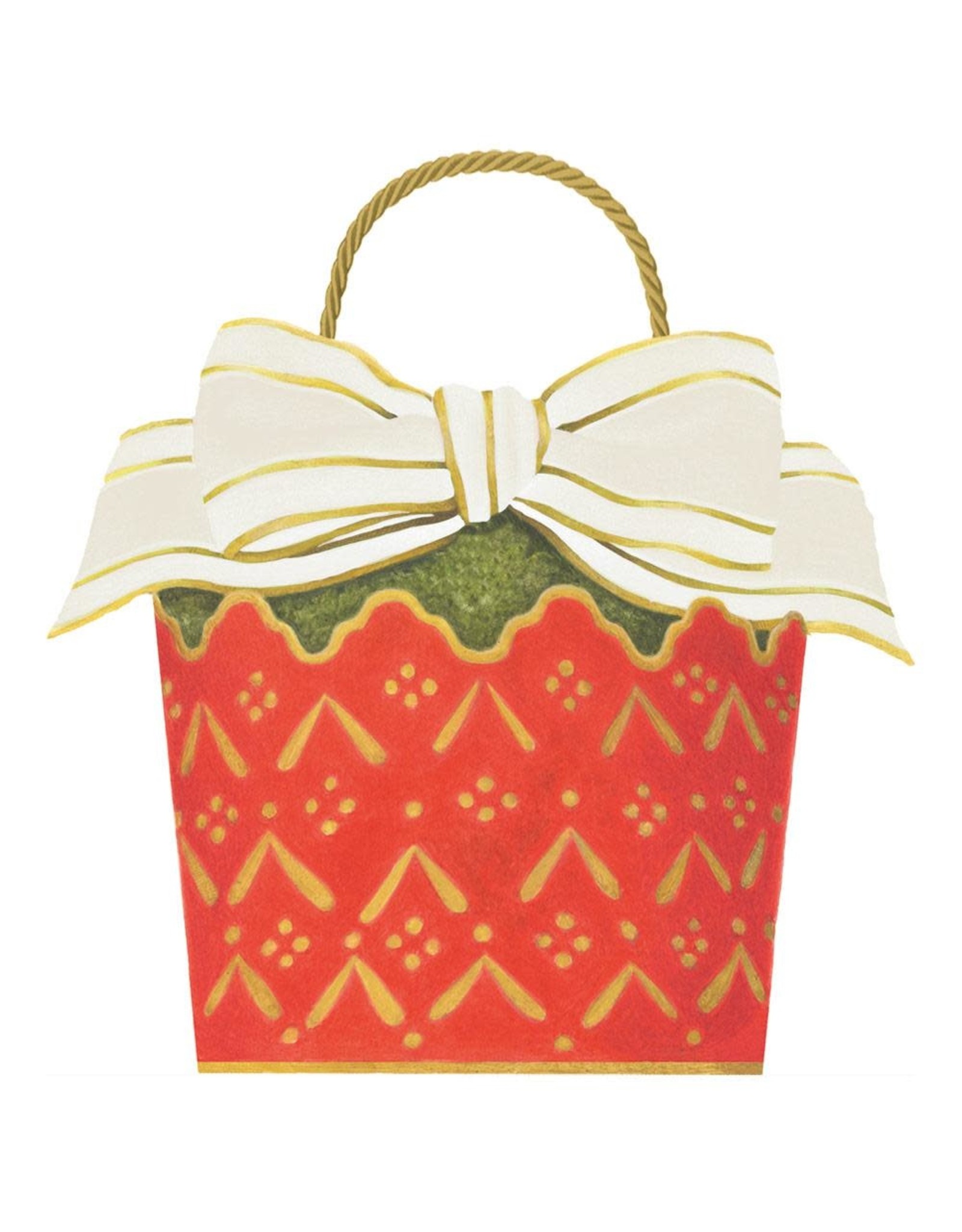 Caspari Cachepot And Ribbon Small Potted Plant Gift Box Gift Bag Tote