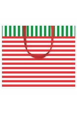 Caspari Christmas Gift Bag Large 11.75x4.75x10 Club Stripe