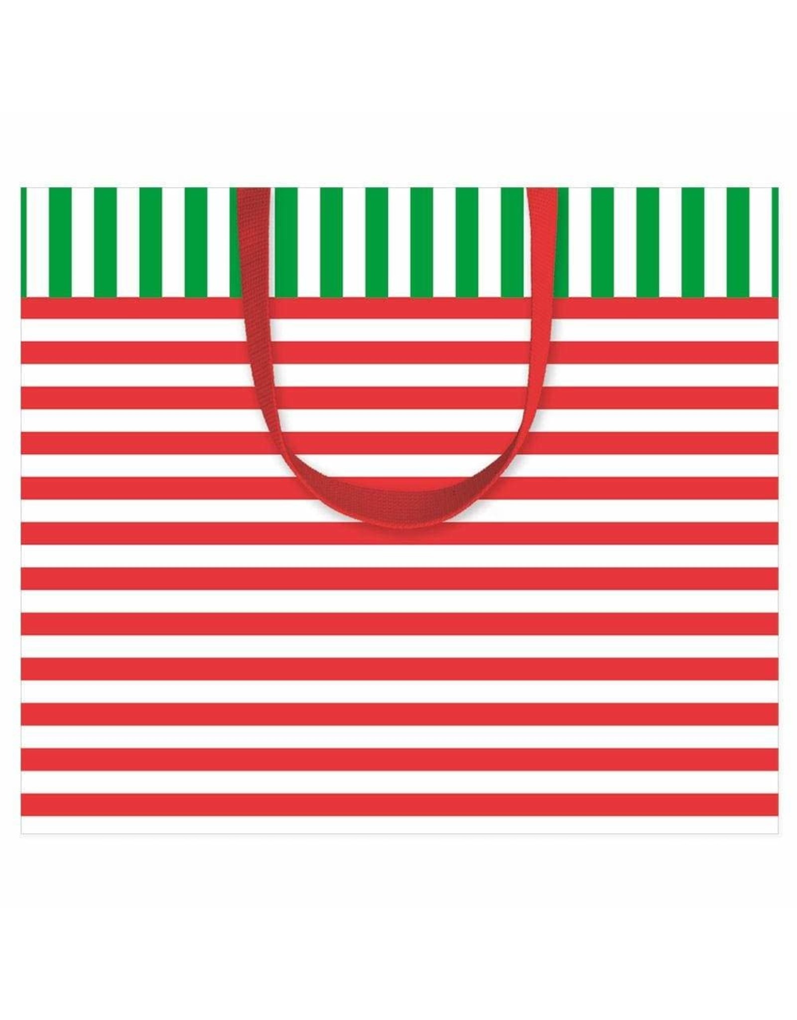 Caspari Christmas Gift Bag Large 11.75x4.75x10 Club Stripe