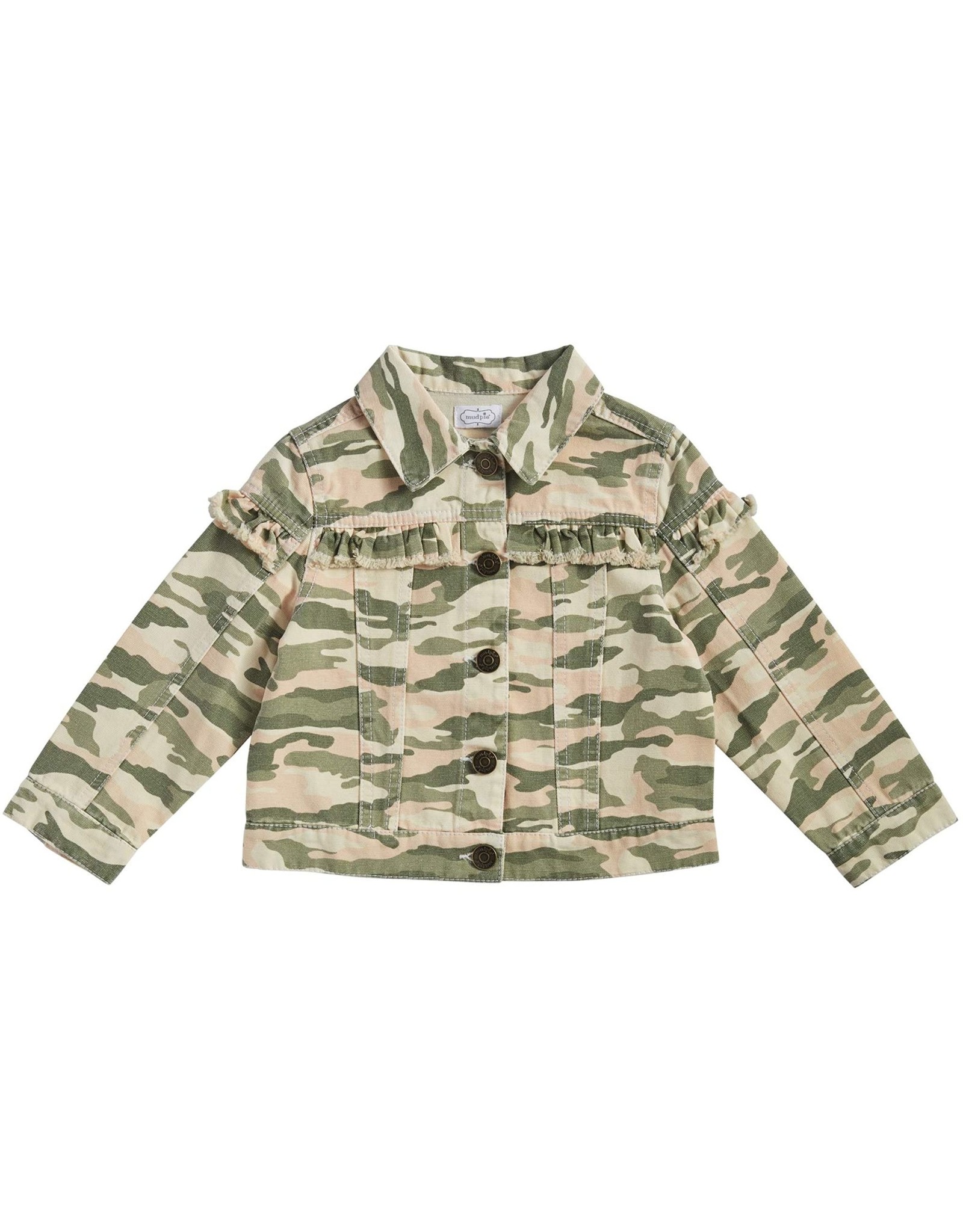 Mud Pie Kids Clothing Camouflage Canvas Ruffle Jacket 4T-5T