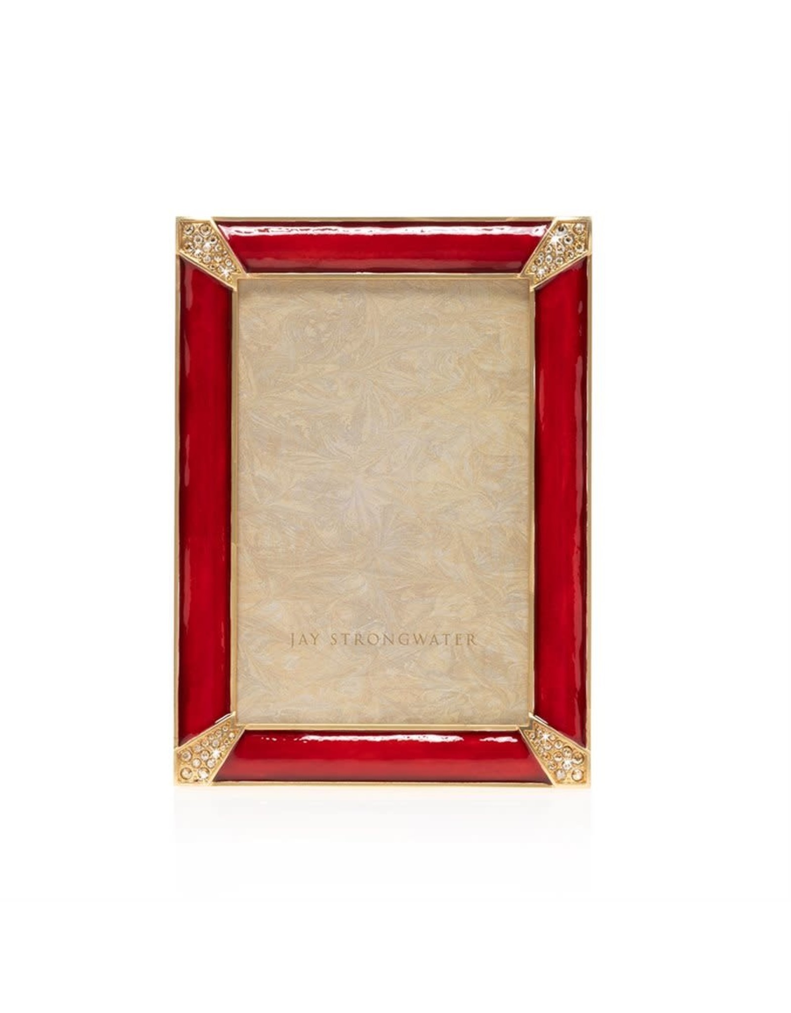 Jay Strongwater Photo Frames Leonard Pave Corner 4x6 Frame Ruby