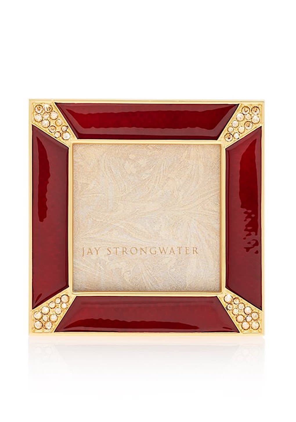 Jay Strongwater Photo Frame Leland Pave Corner 2x2 Mini Frame Ruby
