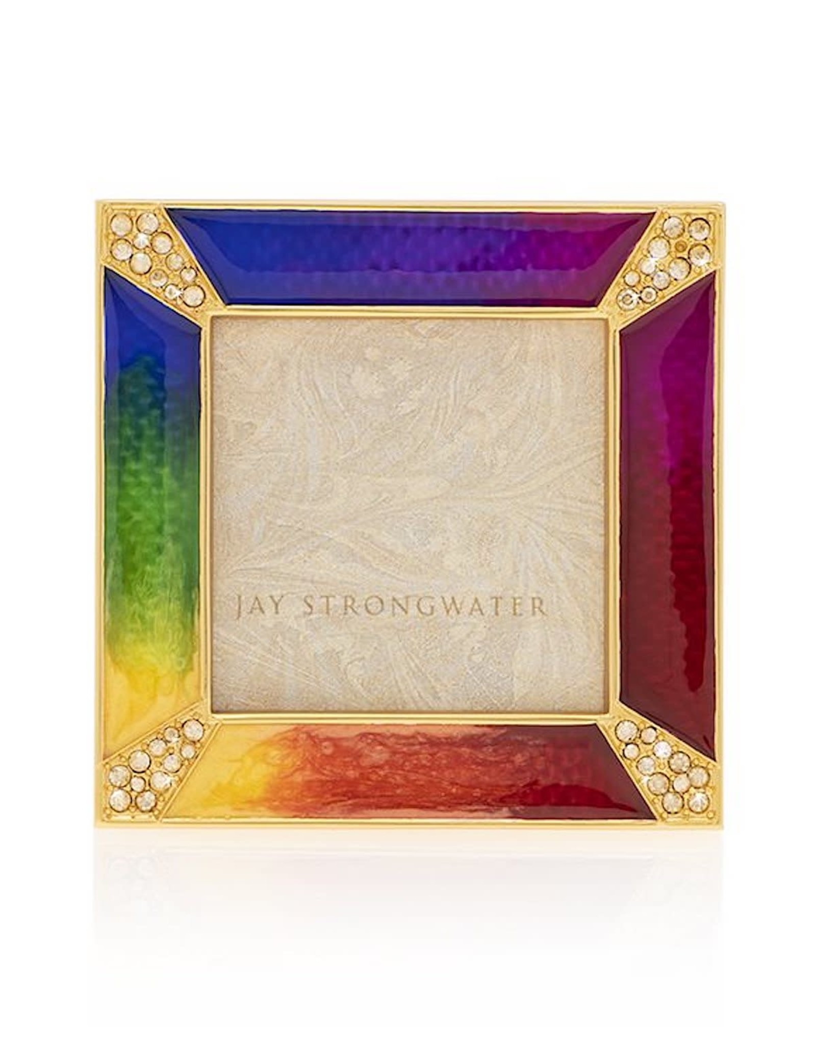 Jay Strongwater Photo Frame Leland Pave Corner 2x2 Mini Frame Rainbow