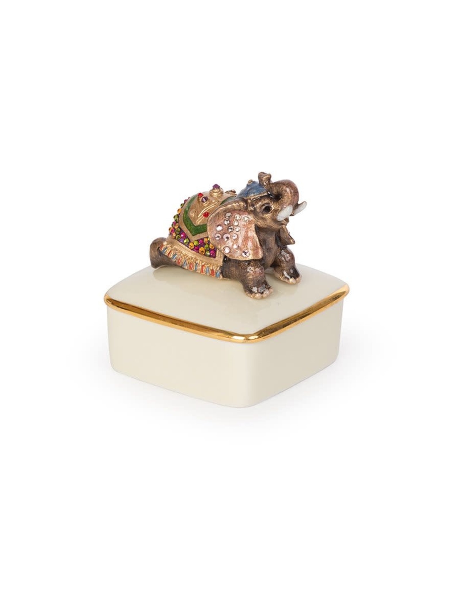 Jay Strongwater Boxes Priya Elephant Porcelain Box