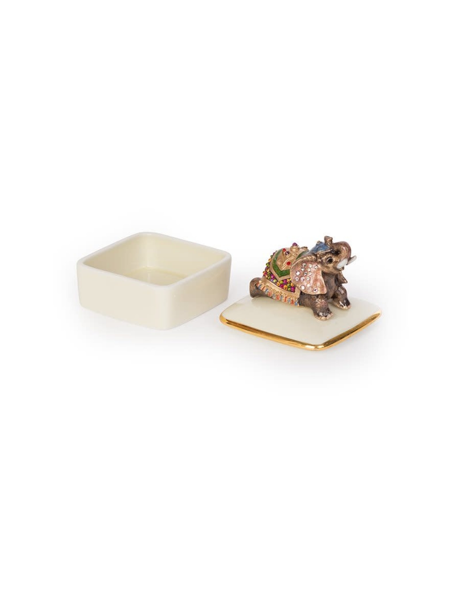 Jay Strongwater Boxes Priya Elephant Porcelain Box