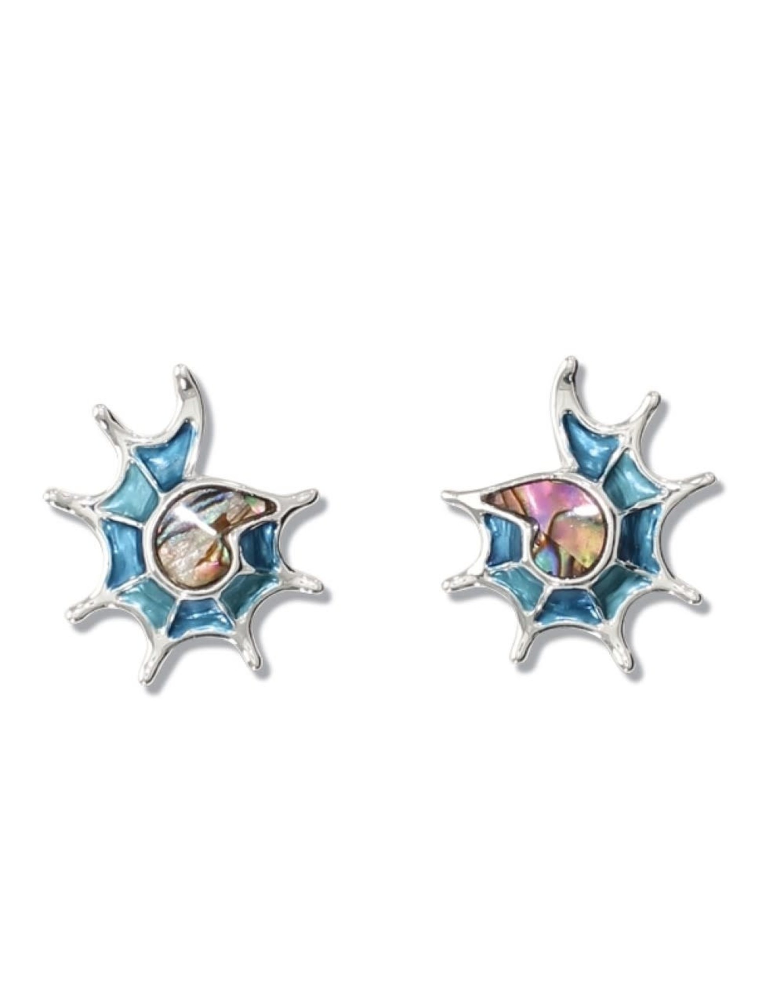 Periwinkle by Barlow Silver Conch Shell Earrings W Abalone Inlay