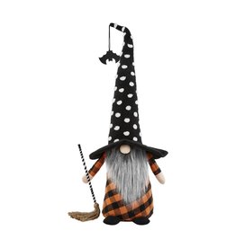Mud Pie Halloween Extra Large Witch Gnome W Broom 31 Inch