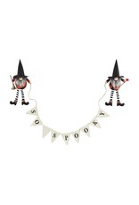 Mud Pie Halloween Gnome Witch Banner - So Spooky