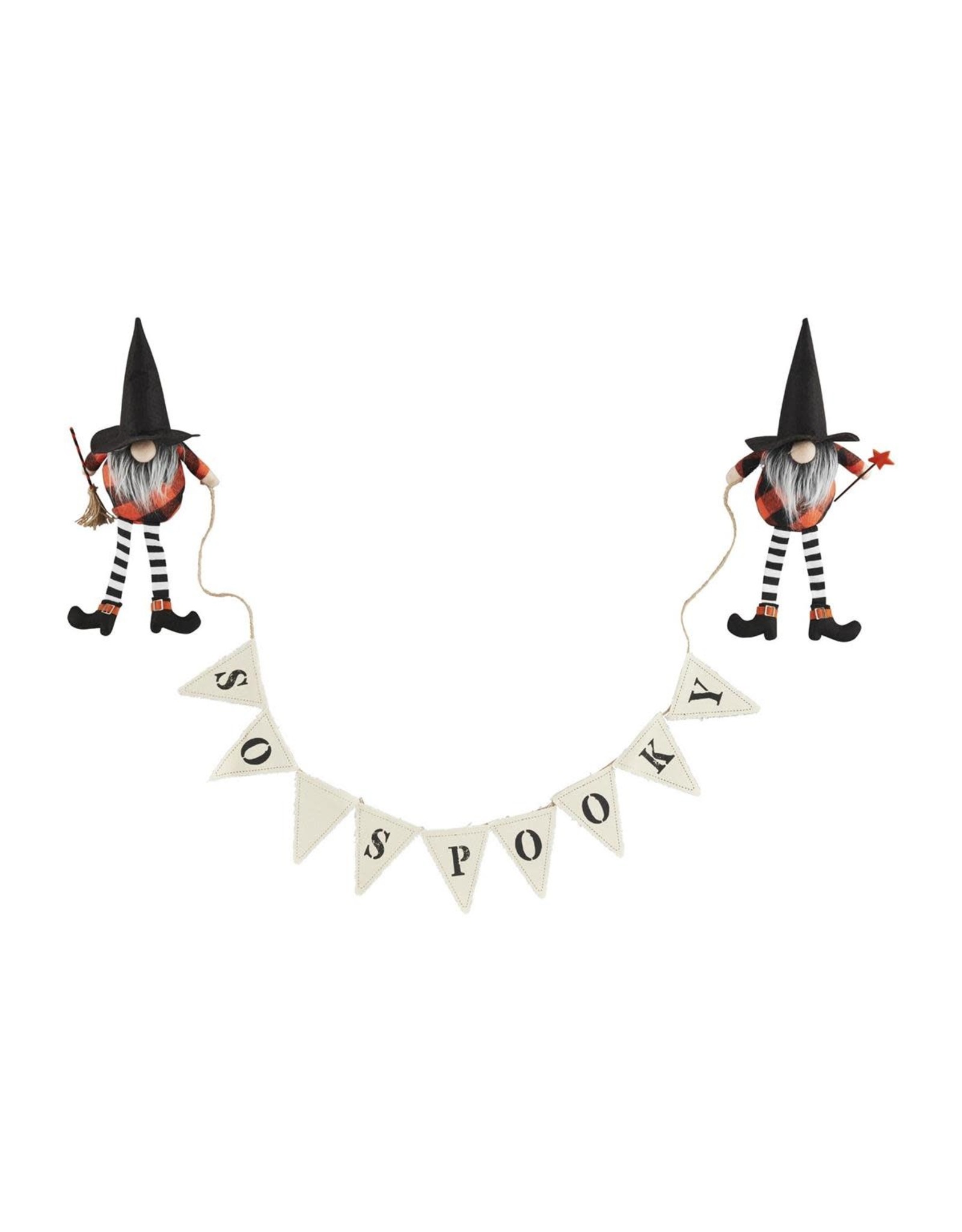 Mud Pie Halloween Gnome Witch Banner - So Spooky