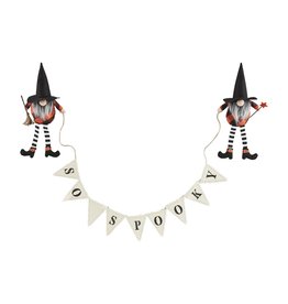 Mud Pie Halloween Gnome Witch Banner - So Spooky